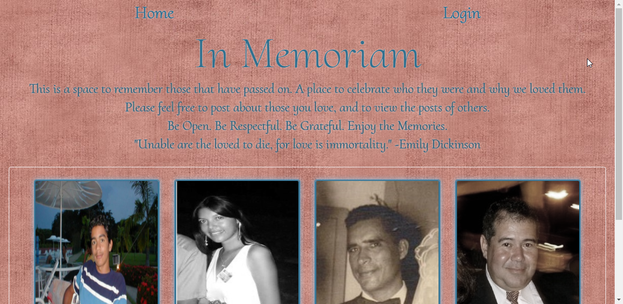 In memoriam web page